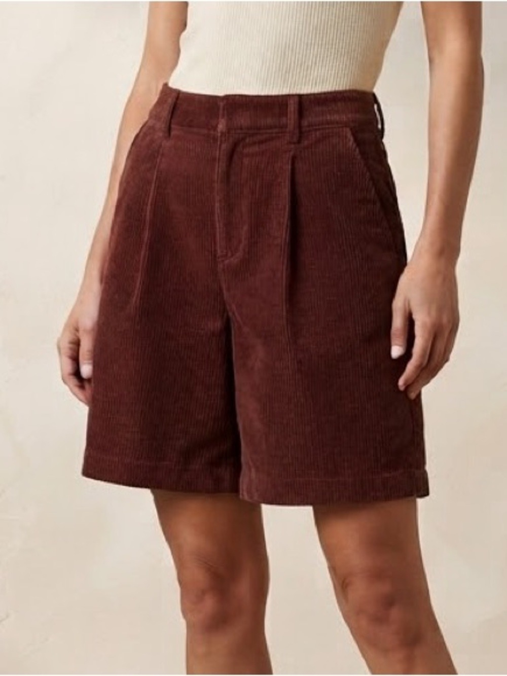 Future Collective Reese Blutstein Brown Corduroy Pleated Bermuda Shorts Sz 8